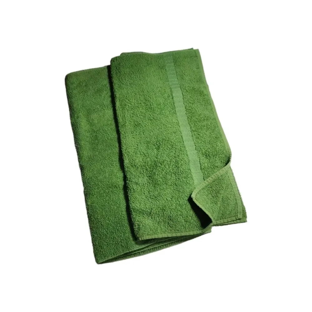 Vintage Cannon Bath Towels Set of 2 Avocado Green 100% Cotton 70s USA 21.5 x 41